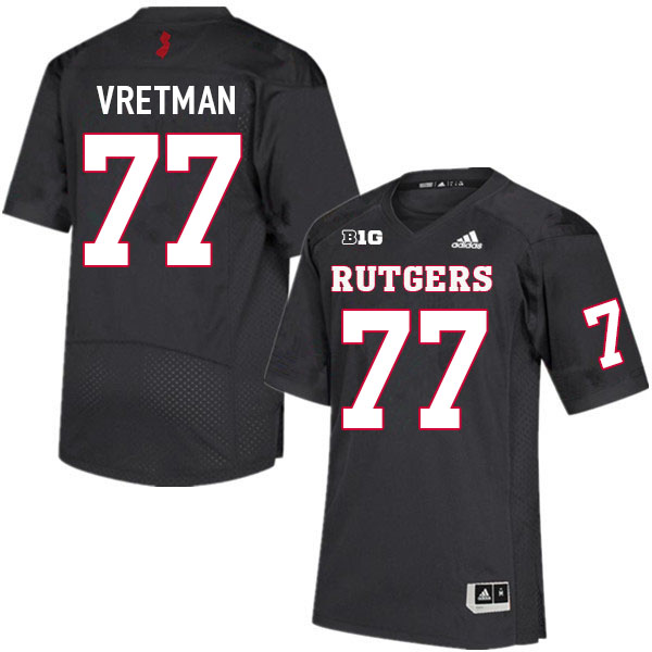 Men #77 Sam Vretman Rutgers Scarlet Knights College Football Jerseys Sale-Black - Click Image to Close
